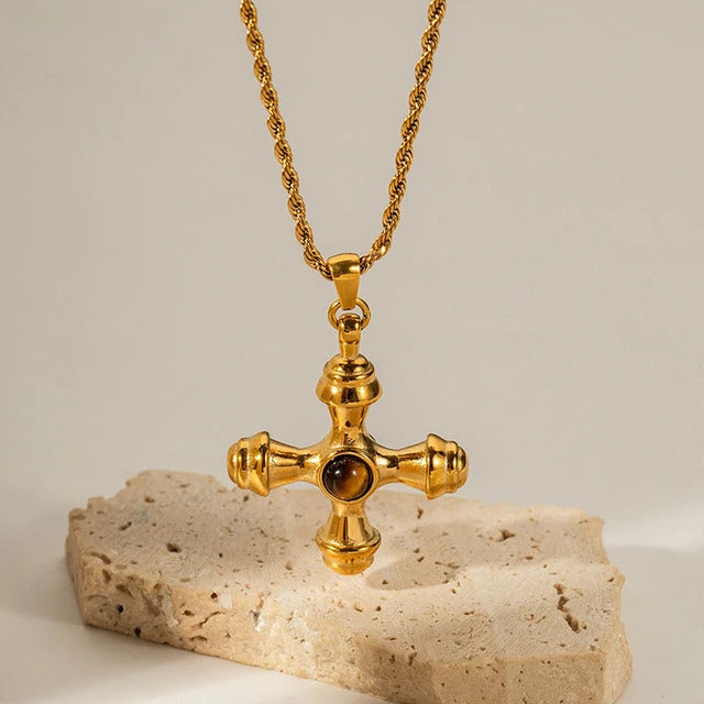 Tiger Eye Cross Necklace